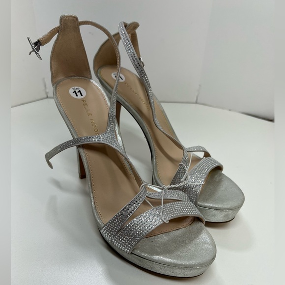 Pelle Moda Karisa High Heel in Silver Size 11 Women’s NEW Heels T-Strap Sparkly - Picture 7 of 13